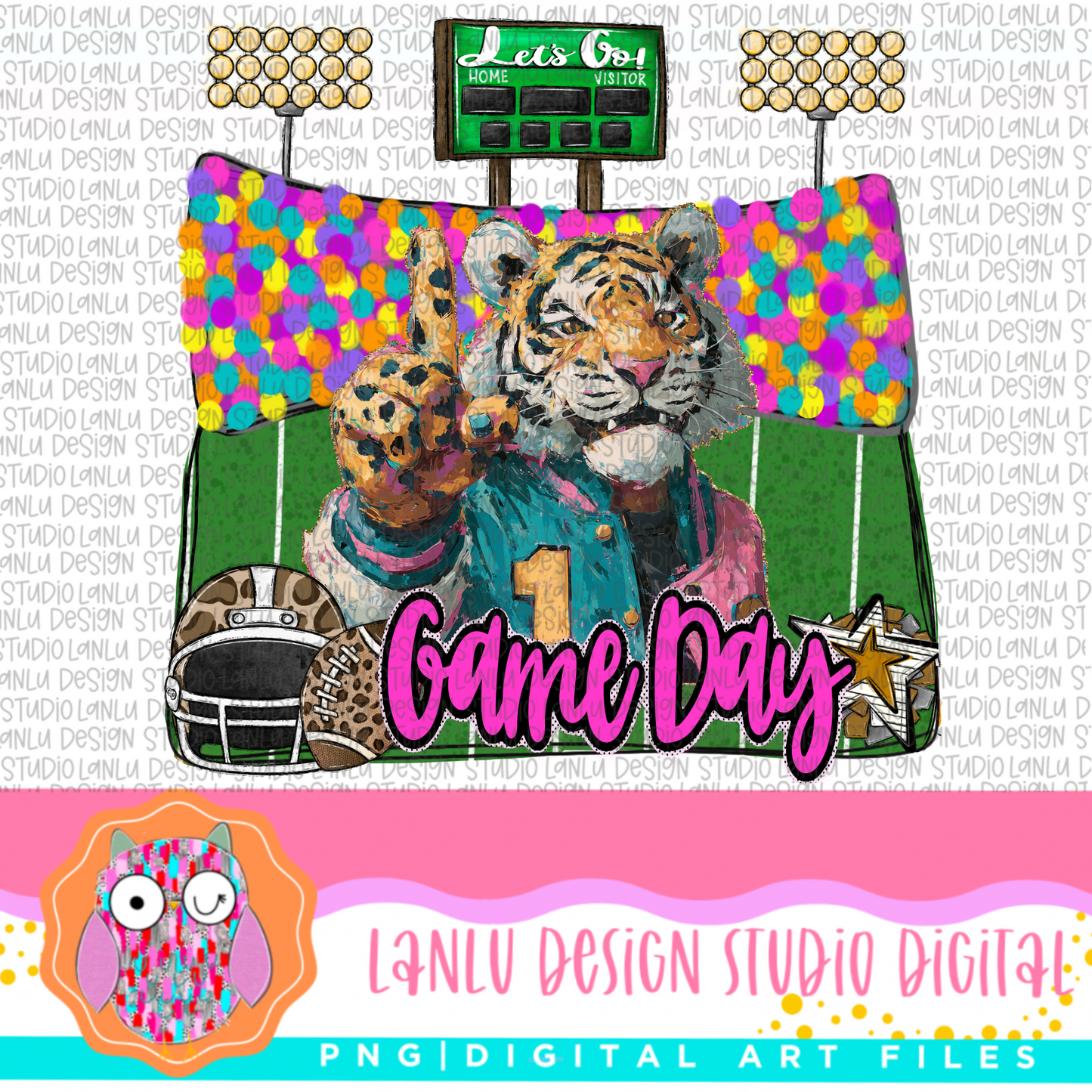 Game Day Preppy Touchdowns Stadium Mascot PNG