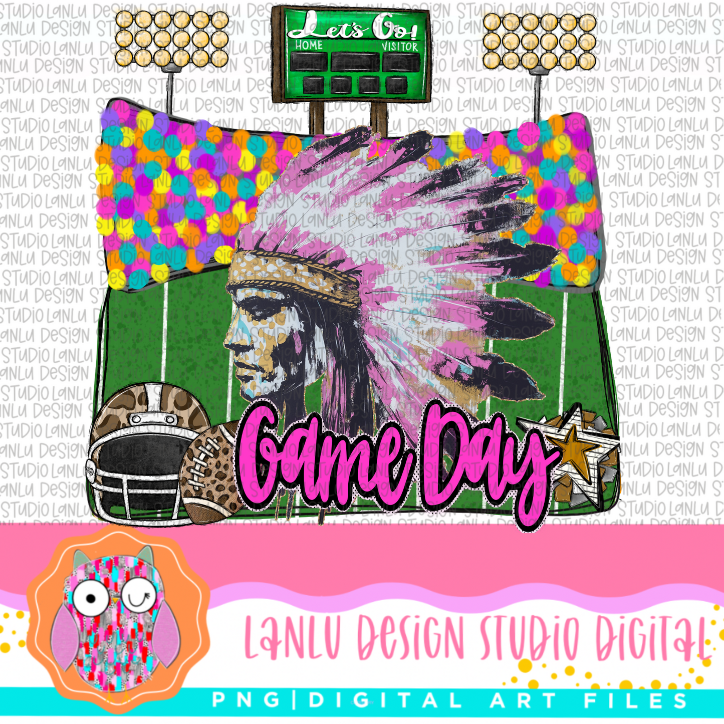 Game Day Preppy Touchdowns Stadium Mascot PNG