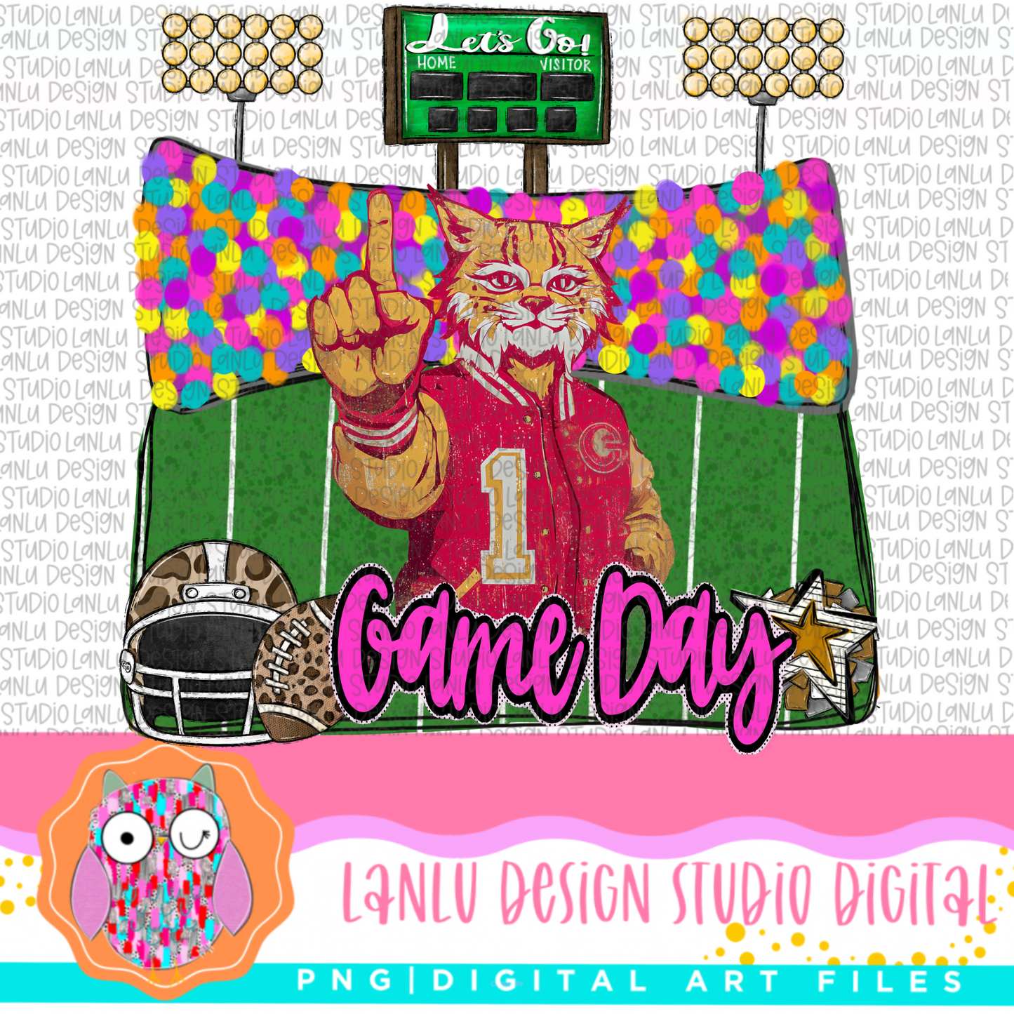 Game Day Preppy Touchdowns Stadium Mascot PNG
