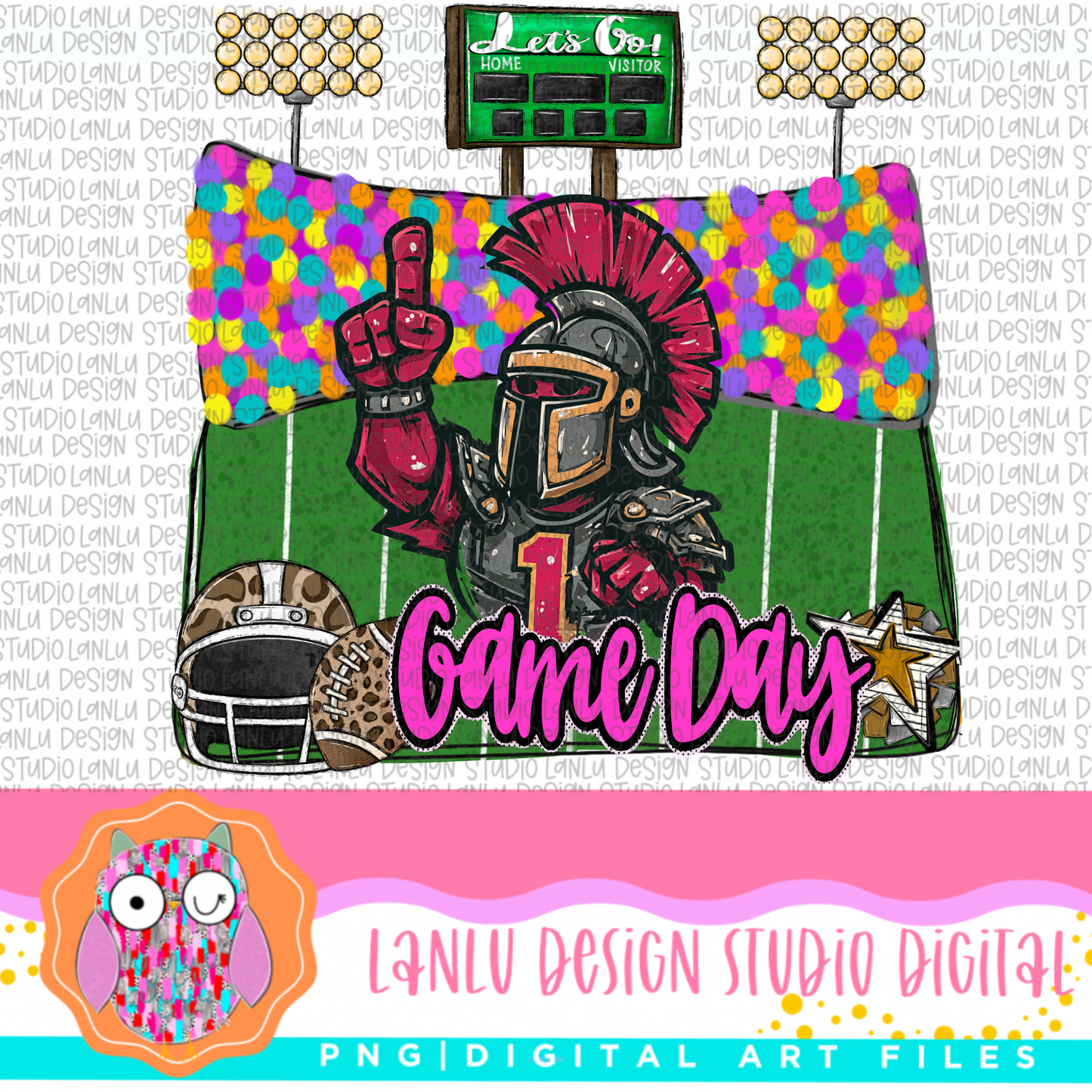 Game Day Preppy Touchdowns Stadium Mascot PNG
