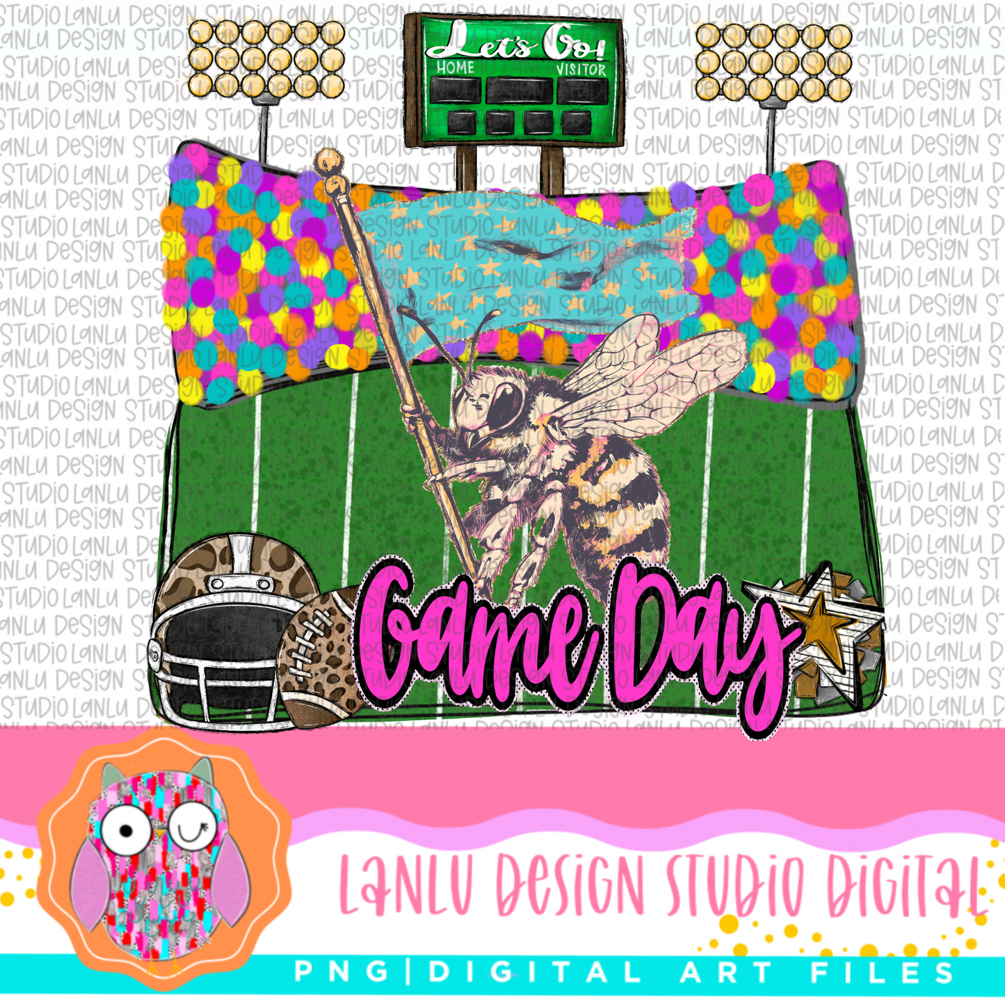 Game Day Preppy Touchdowns Stadium Mascot PNG