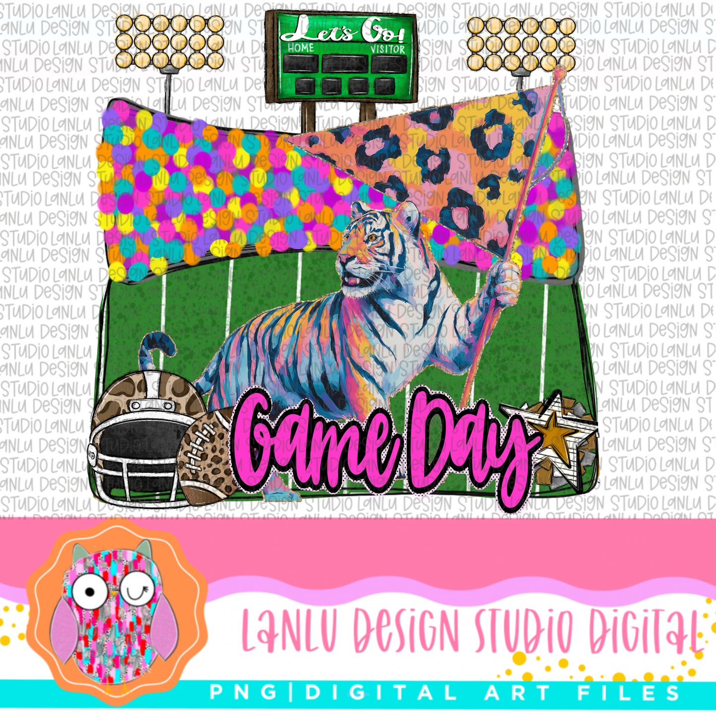 Game Day Preppy Touchdowns Stadium Mascot PNG