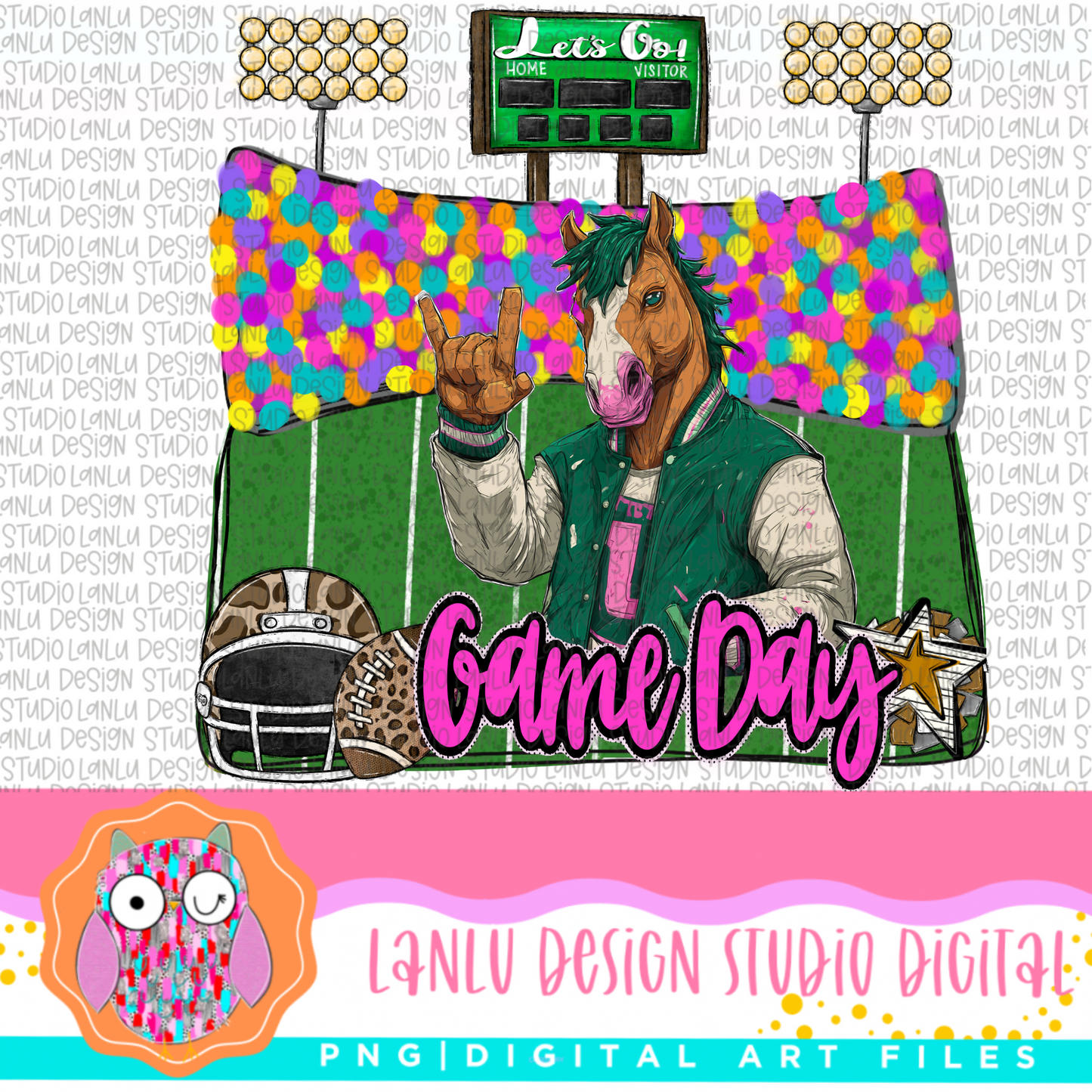 Game Day Preppy Touchdowns Stadium Mascot PNG