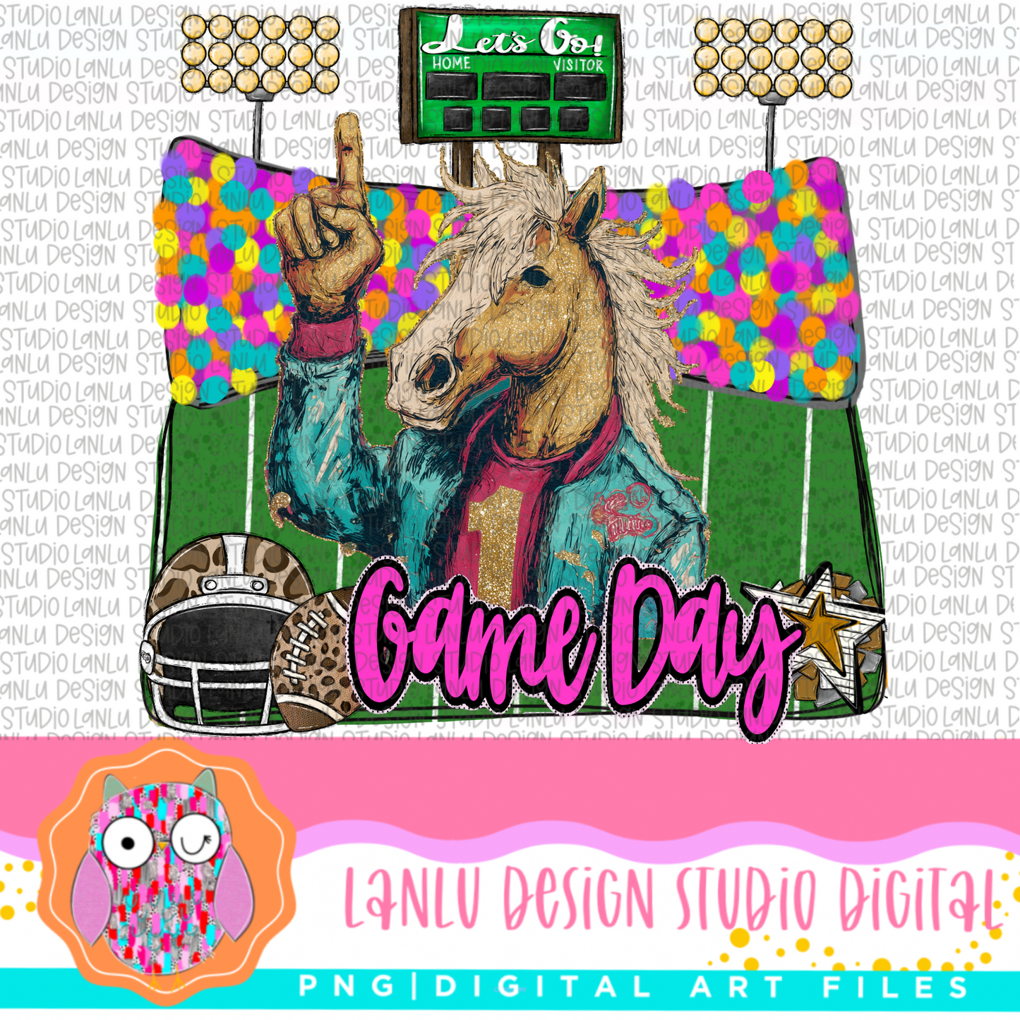 Game Day Preppy Touchdowns Stadium Mascot PNG