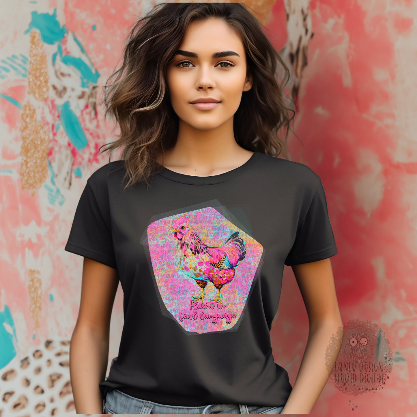 Vibrant Fluent in Fowl Language Chicken Art |300 DPI Sublimation& DTF Printable Digital Download|