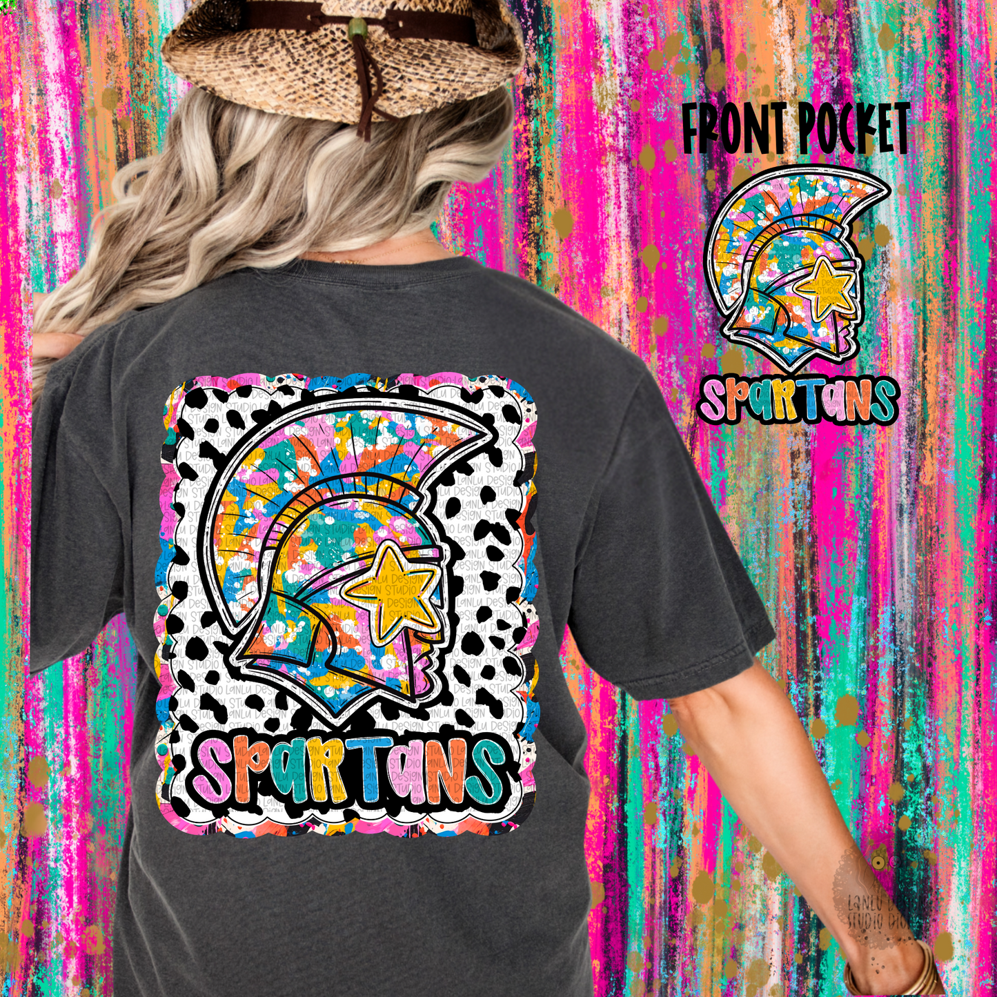 GRAFFITI DOTTY MASCOT TEE | SPARTANS
