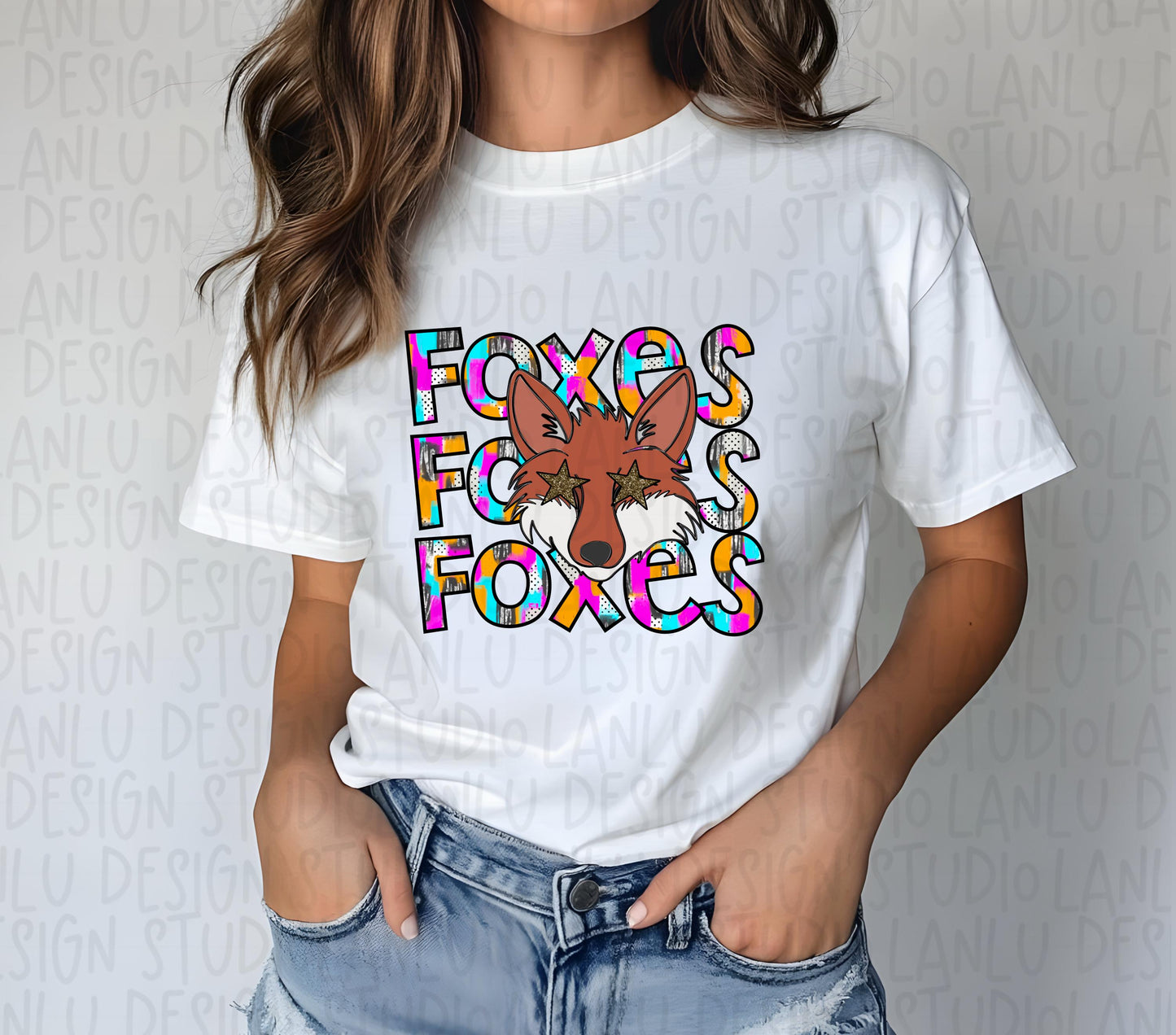 Preppy Paint Stroke Star Eyes Mascot PNG |Foxes