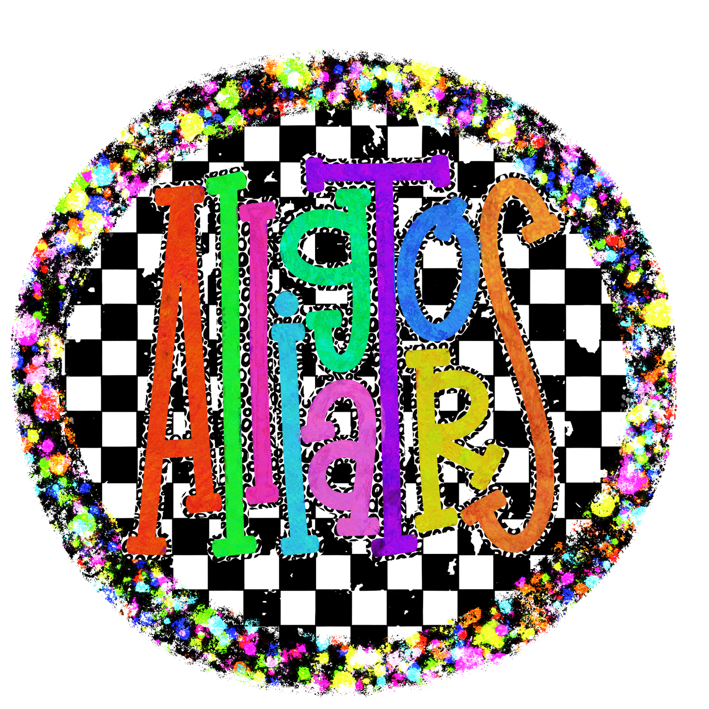 Preppy Brights Checkered Mascot PNG |Alligators