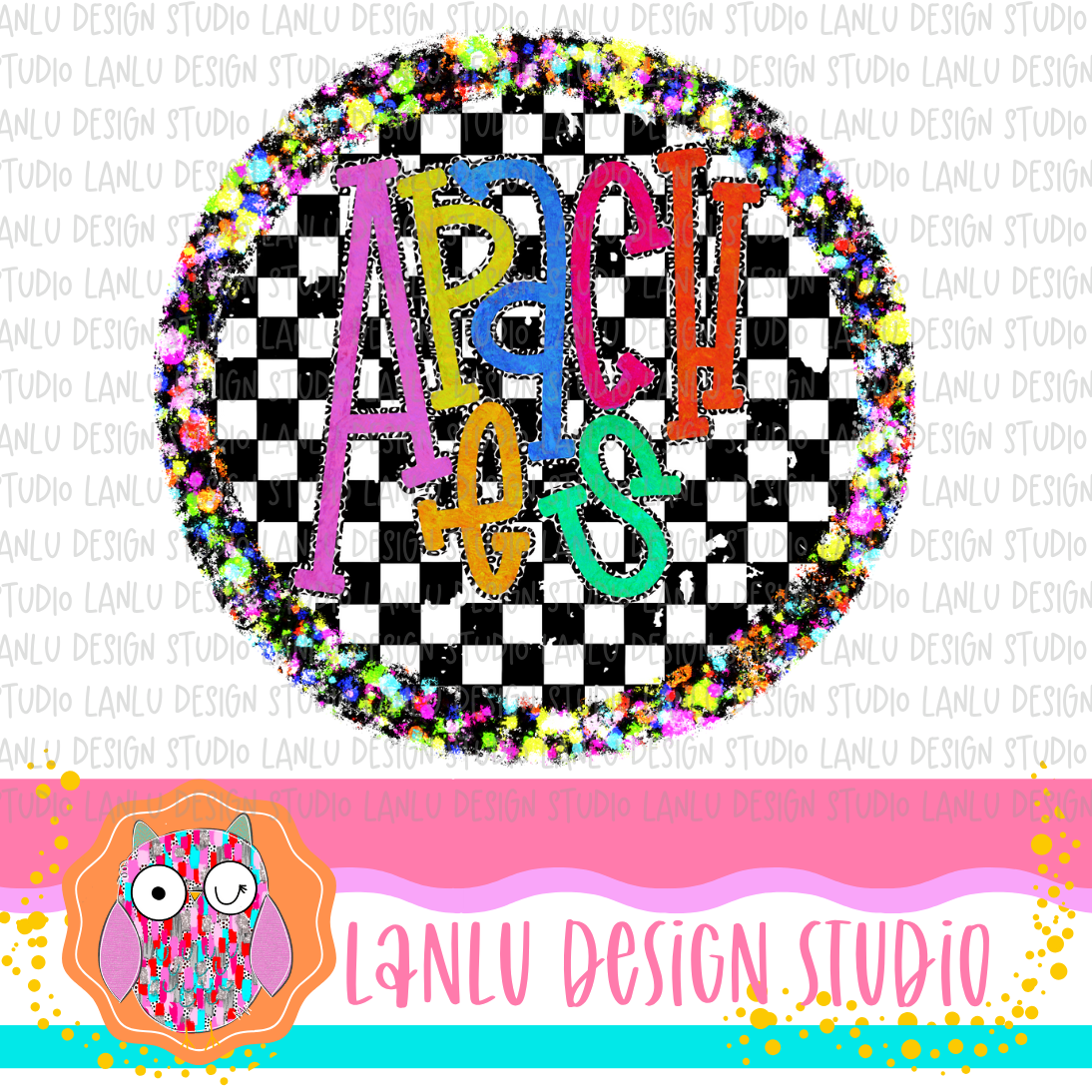 Preppy Brights Checkered Mascot PNG |Apaches