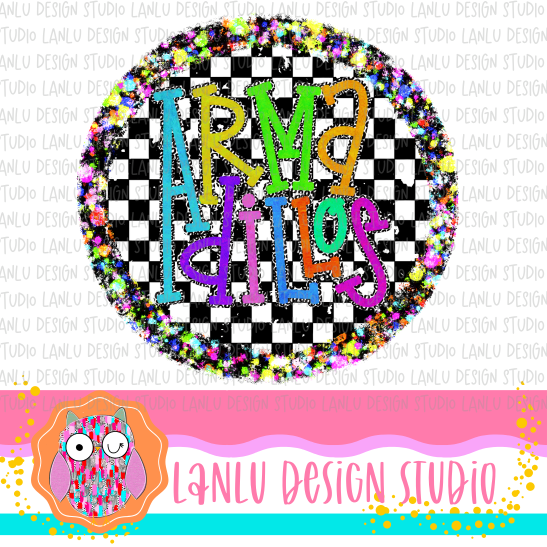 Preppy Brights Checkered Mascot PNG |Armadillos