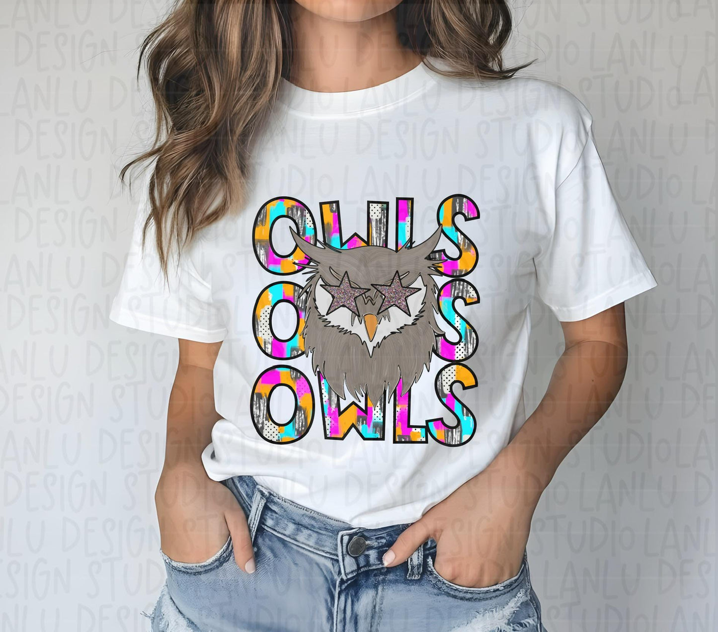 Preppy Paint Stroke Star Eyes Mascot PNG |Owls
