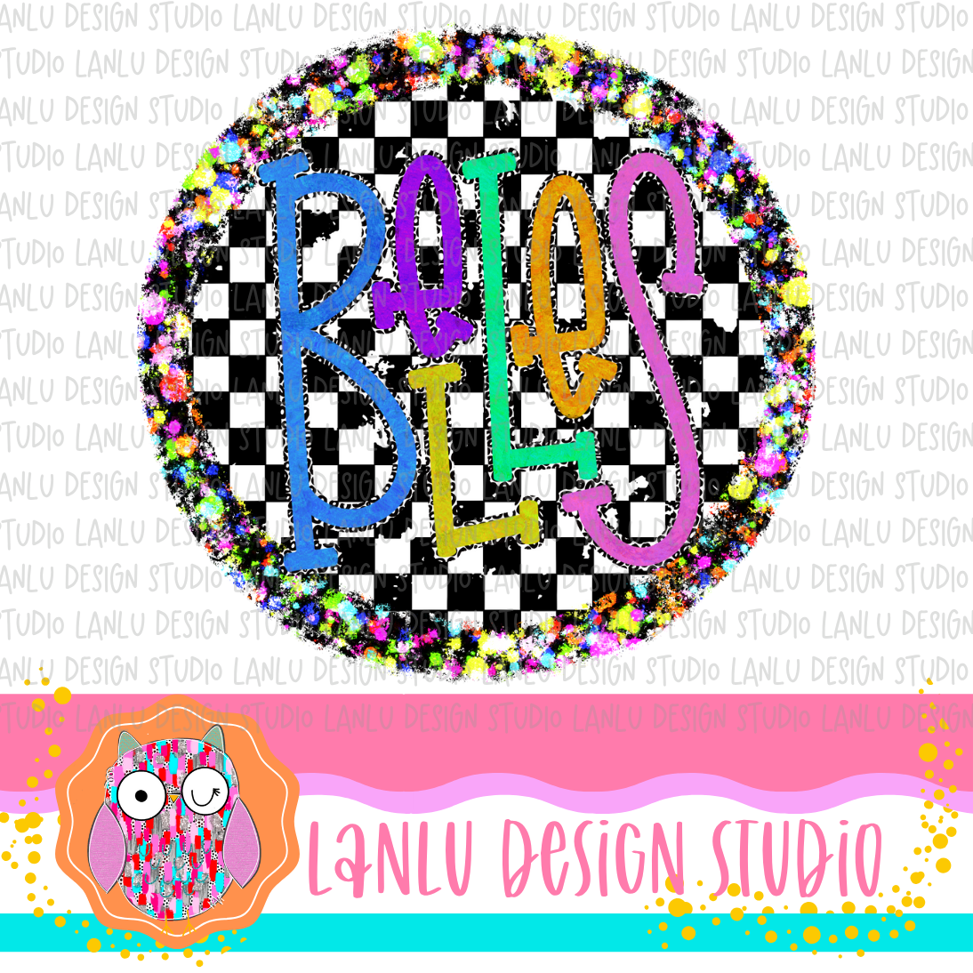 Preppy Brights Checkered Mascot PNG |Belles