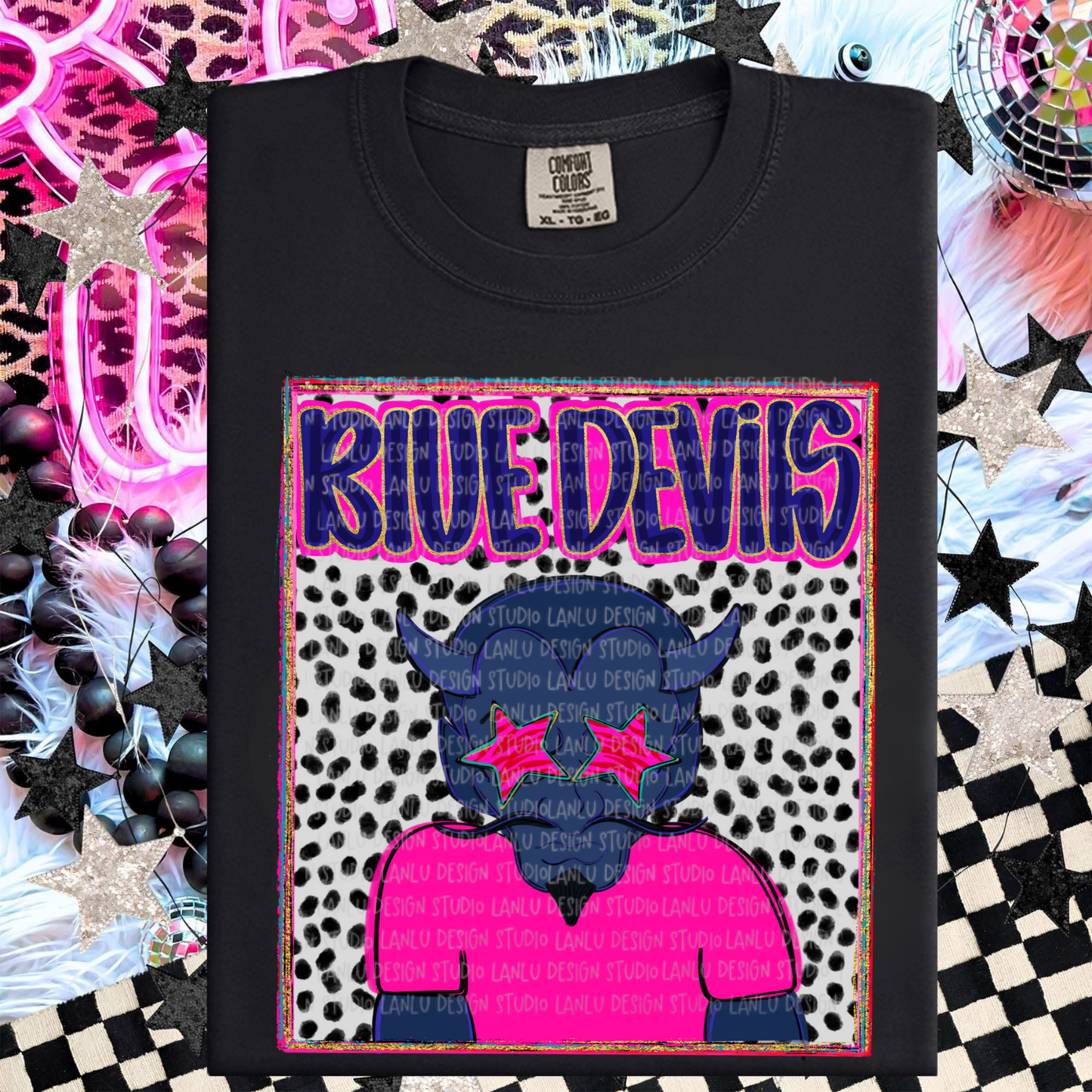BLUE DEVILS PREPPY MASCOT PORTRAIT TEE | TEAM SPIRIT| GAME DAY