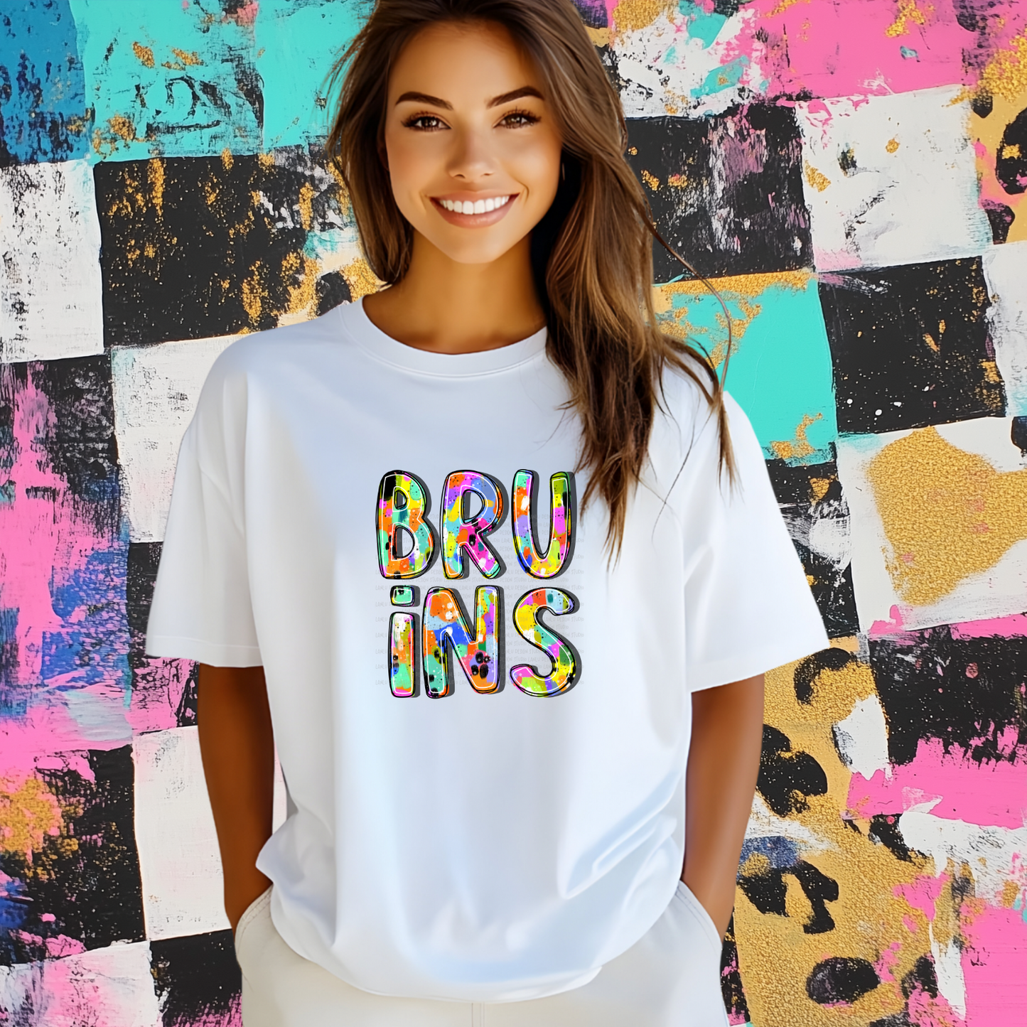 ABSTRACT PAINT MASCOT TEE |BRUINS
