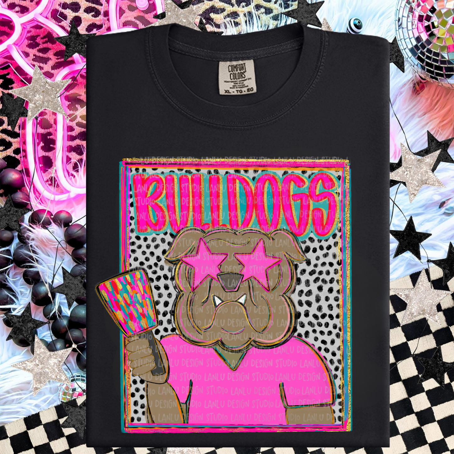 BULLDOGS PINK BELL PREPPY MASCOT PORTRAIT TEE | TEAM SPIRIT| GAME DAY