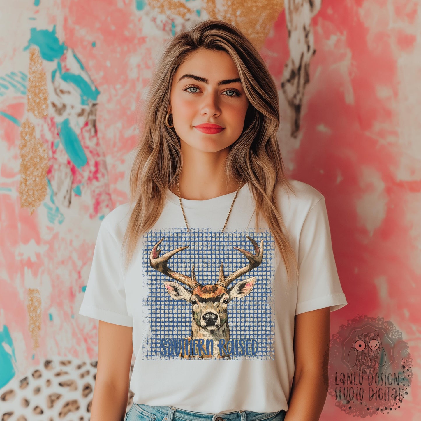 Rustic Southern Raised Deer Digital Art Print | Charming Wildlife Wall Décor for Nature Lovers|Sublimation& DTF Printable Digital Download|