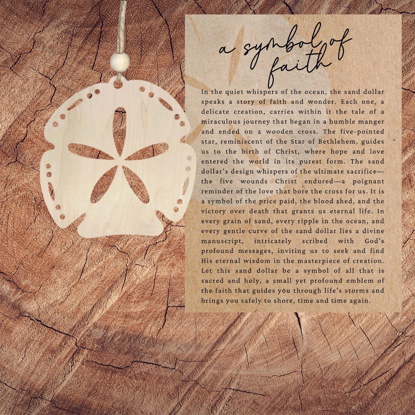 Story Card Sand Dollar Ornament| A Symbol of Faith Inspirational Keepsake| Unique Holiday Decoration| Car Charm