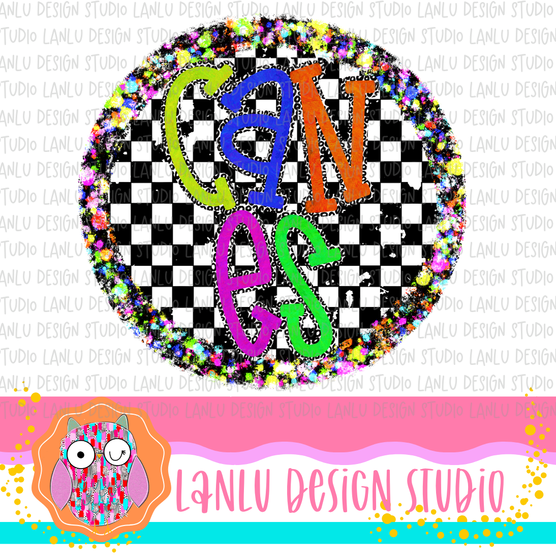 Preppy Brights Checkered Mascot PNG |Canes I