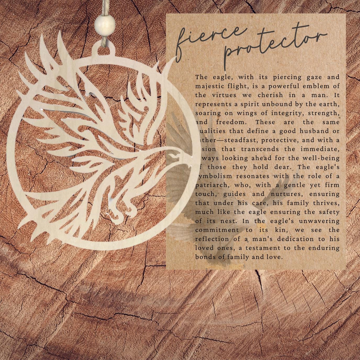 Story Card Eagle Ornament| Fierce Protection| Inspirational Keepsake| Motivational Gift| Unique Holiday Decoration| Car Charm