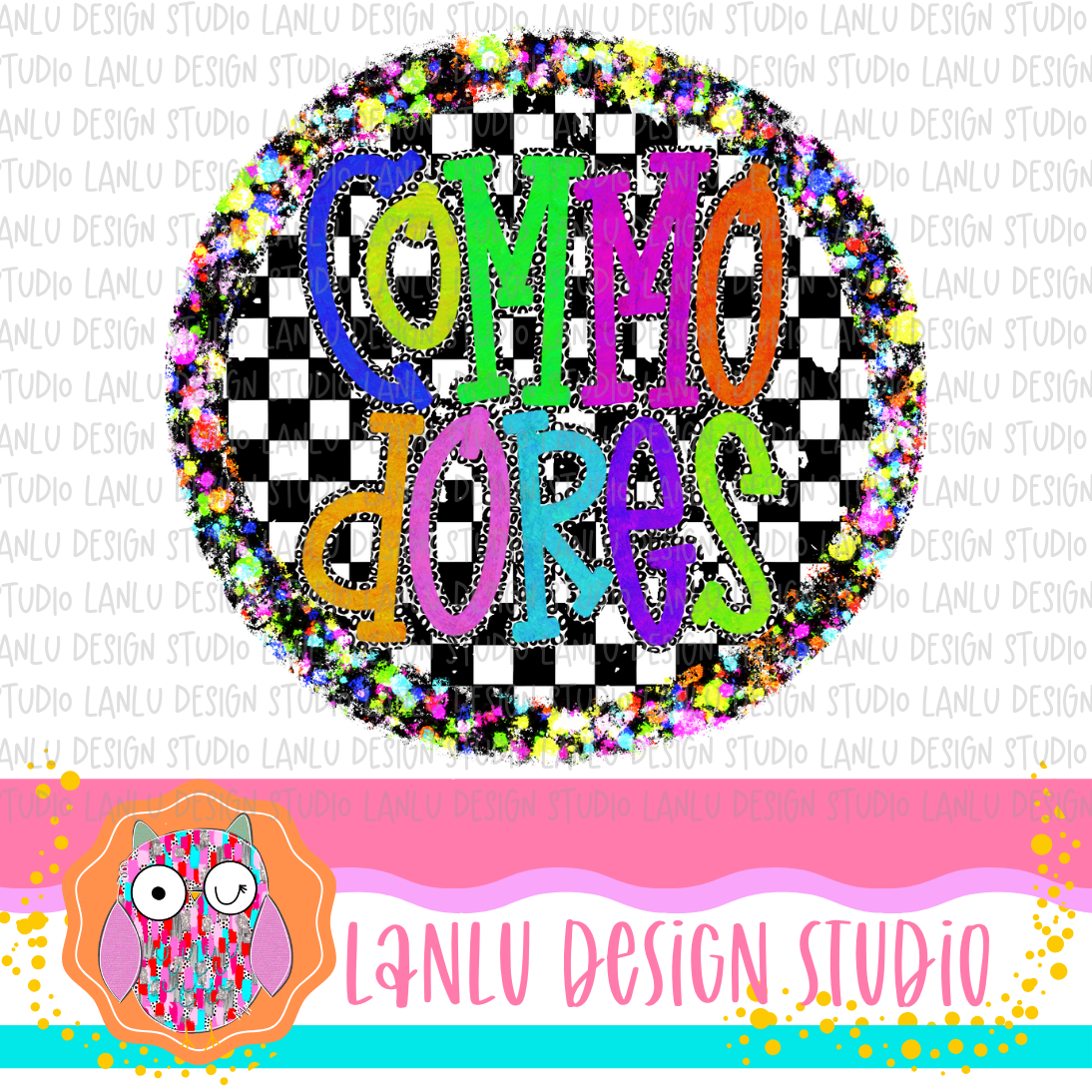 Preppy Brights Checkered Mascot PNG |Commodores I