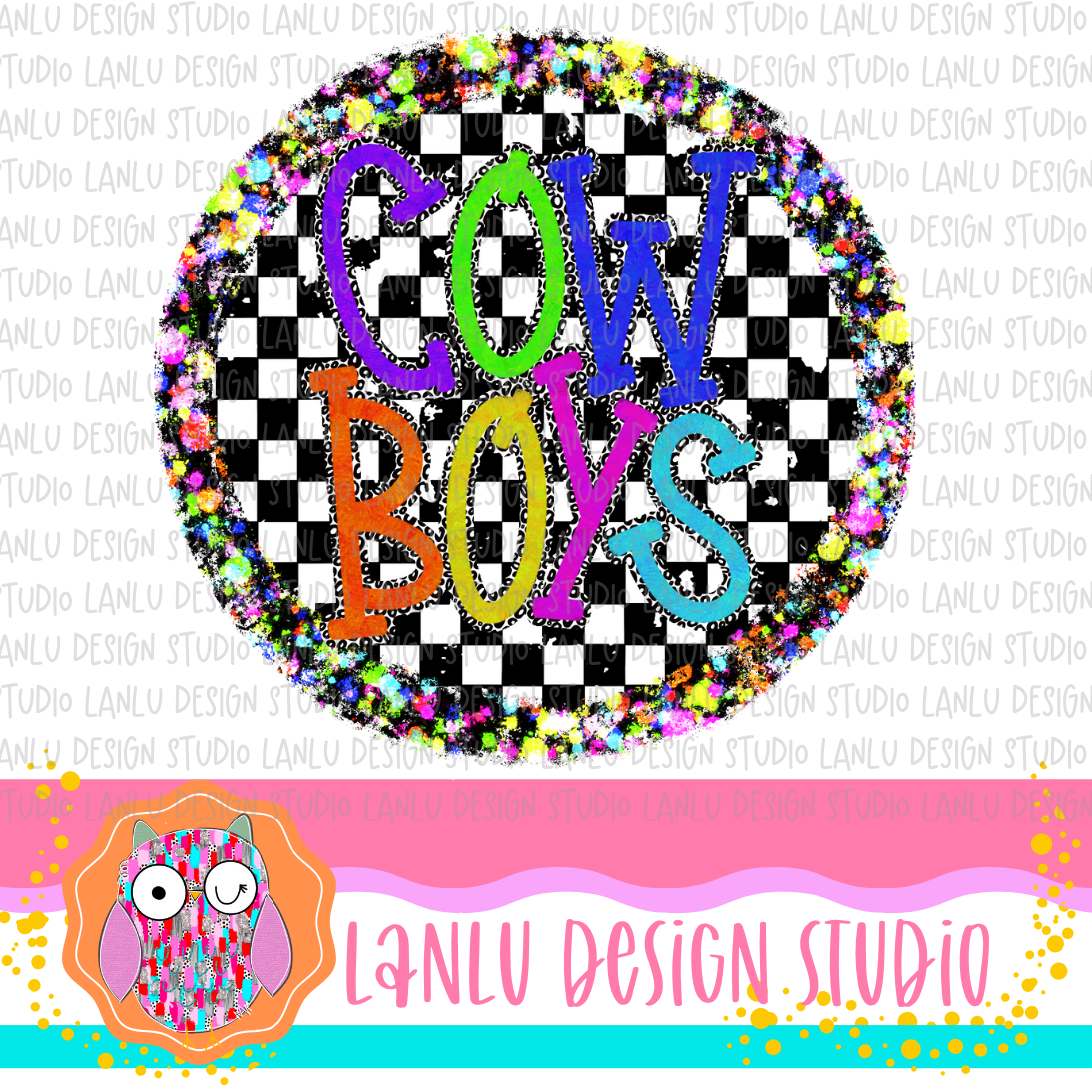 Preppy Brights Checkered Mascot PNG |Cowboys I