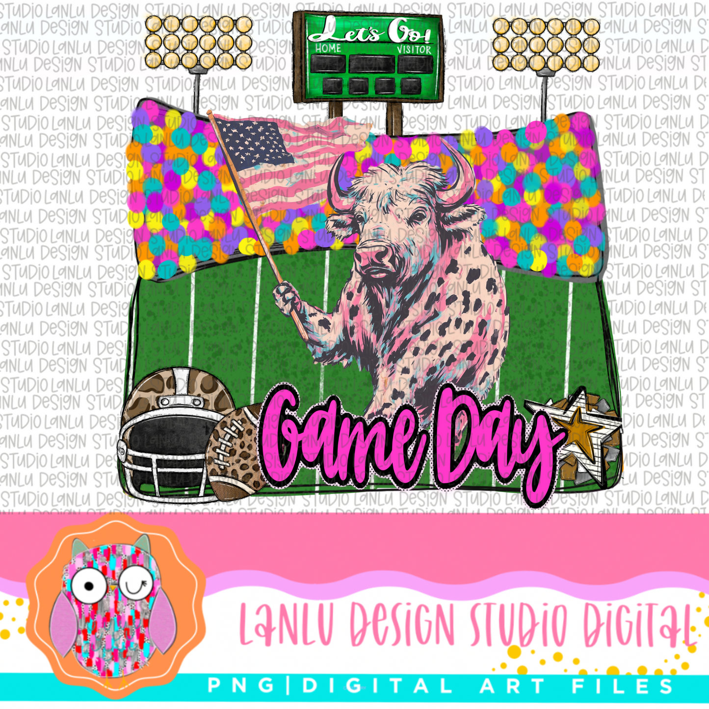 Game Day Preppy Touchdowns Stadium Mascot PNG