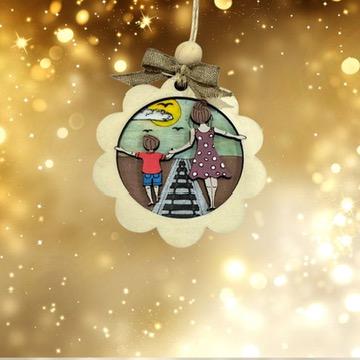 Hand painted Mom & Son Layered Christmas Ornament| Christmas Ornaments | Handmade Christmas Gifts | Custom
