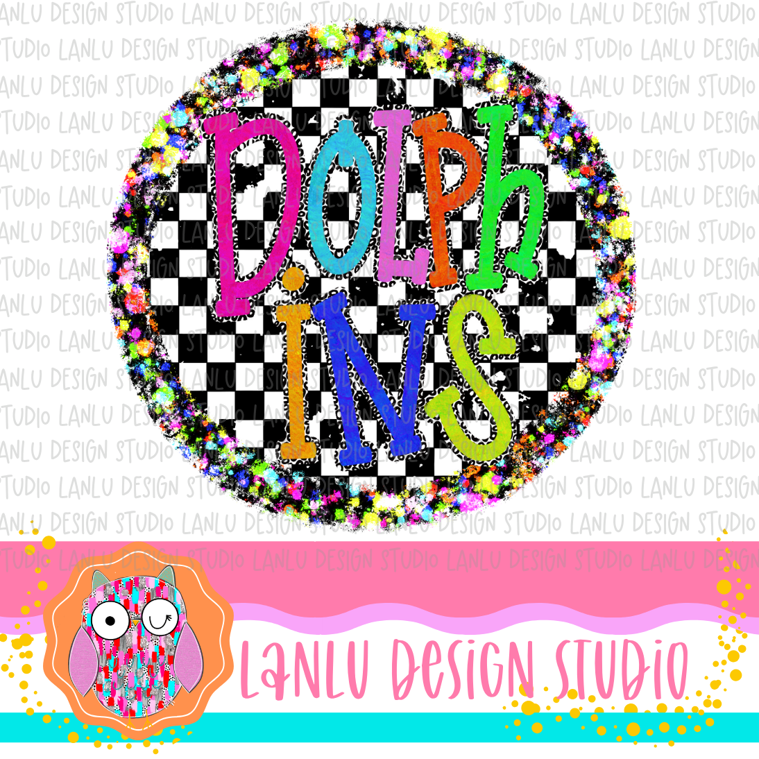 Preppy Brights Checkered Mascot PNG |Dolphines I