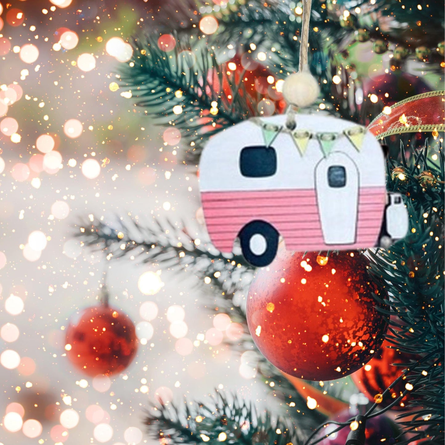 Hand painted Layered Air Stream Camper Christmas Ornament| Christmas Ornaments | Handmade Christmas Gifts | Custom