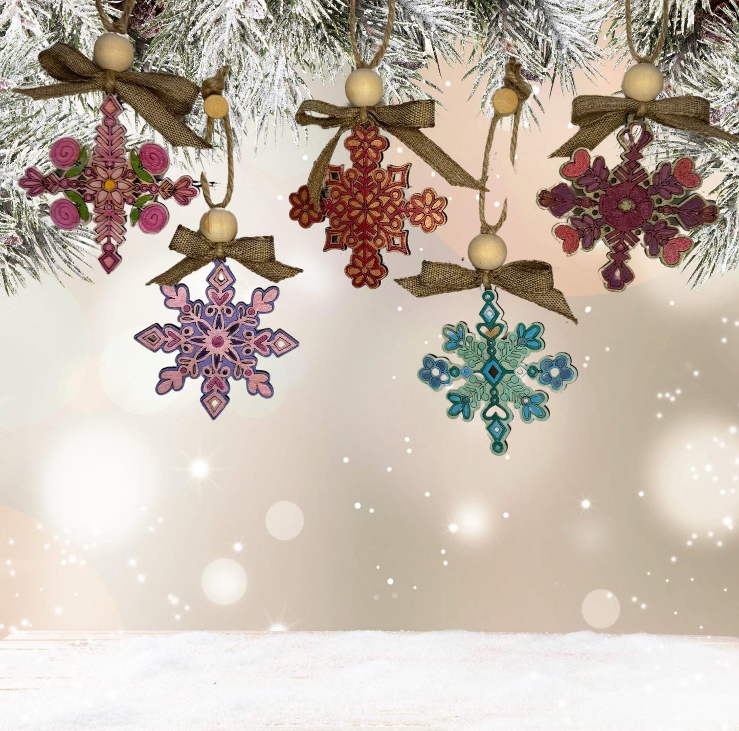 Hand painted Bohemian hand drawn snowflake Christmas ornament | Christmas Ornaments | Handmade Christmas Gifts | Custom