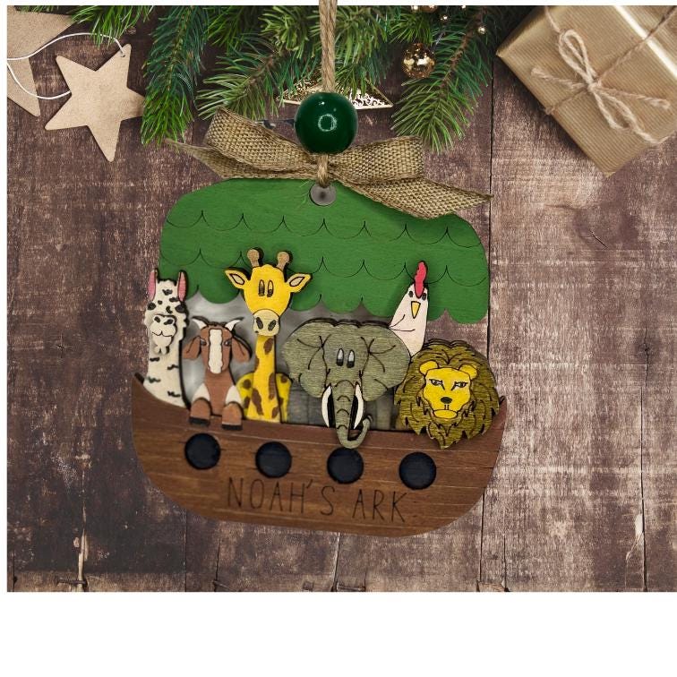 Hand painted Noah's Ark Christmas Ornament | Family Gift | Christmas Ornaments | Handmade Christmas Gifts | Custom