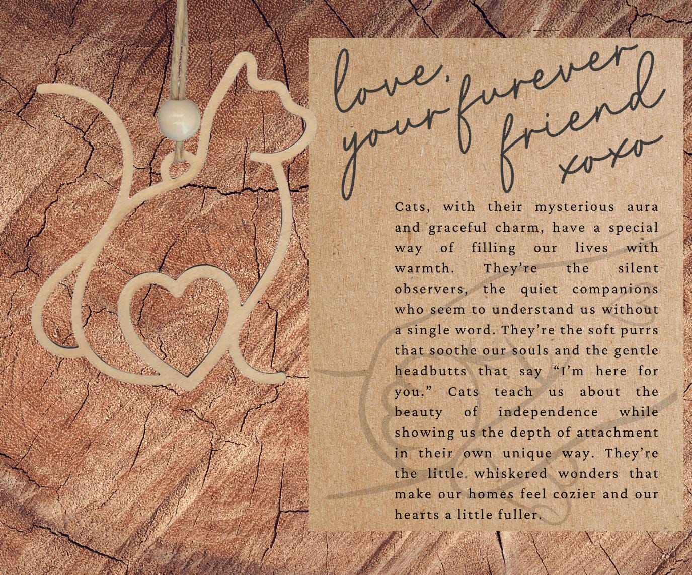 Story Card Cat Ornament| ICat Lover| Unconditional Love| Keepsake Gift| Unique Holiday Decoration| Car Charm