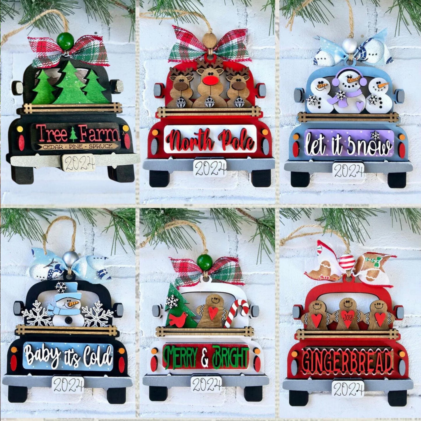 Hand painted Layered Truck Christmas Ornament| Christmas Ornaments | Handmade Christmas Gifts | Custom