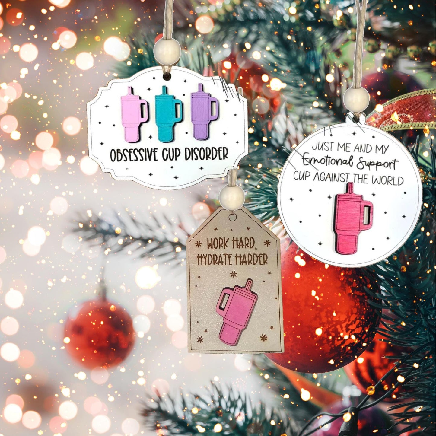 Hand painted Layered Stanley Christmas Ornament| Christmas Ornaments | Handmade Christmas Gifts | Custom