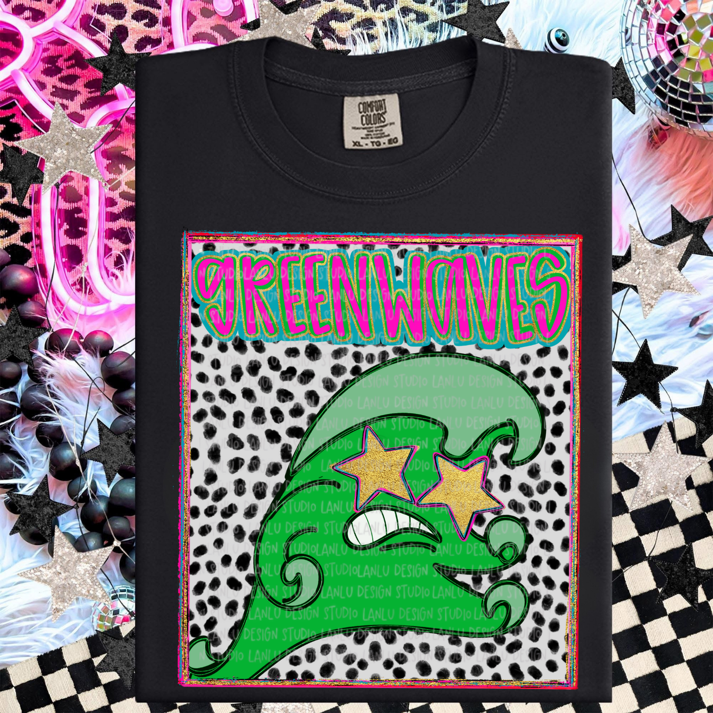 GREEN WAVES PREPPY MASCOT PORTRAIT TEE | TEAM SPIRIT| GAME DAY