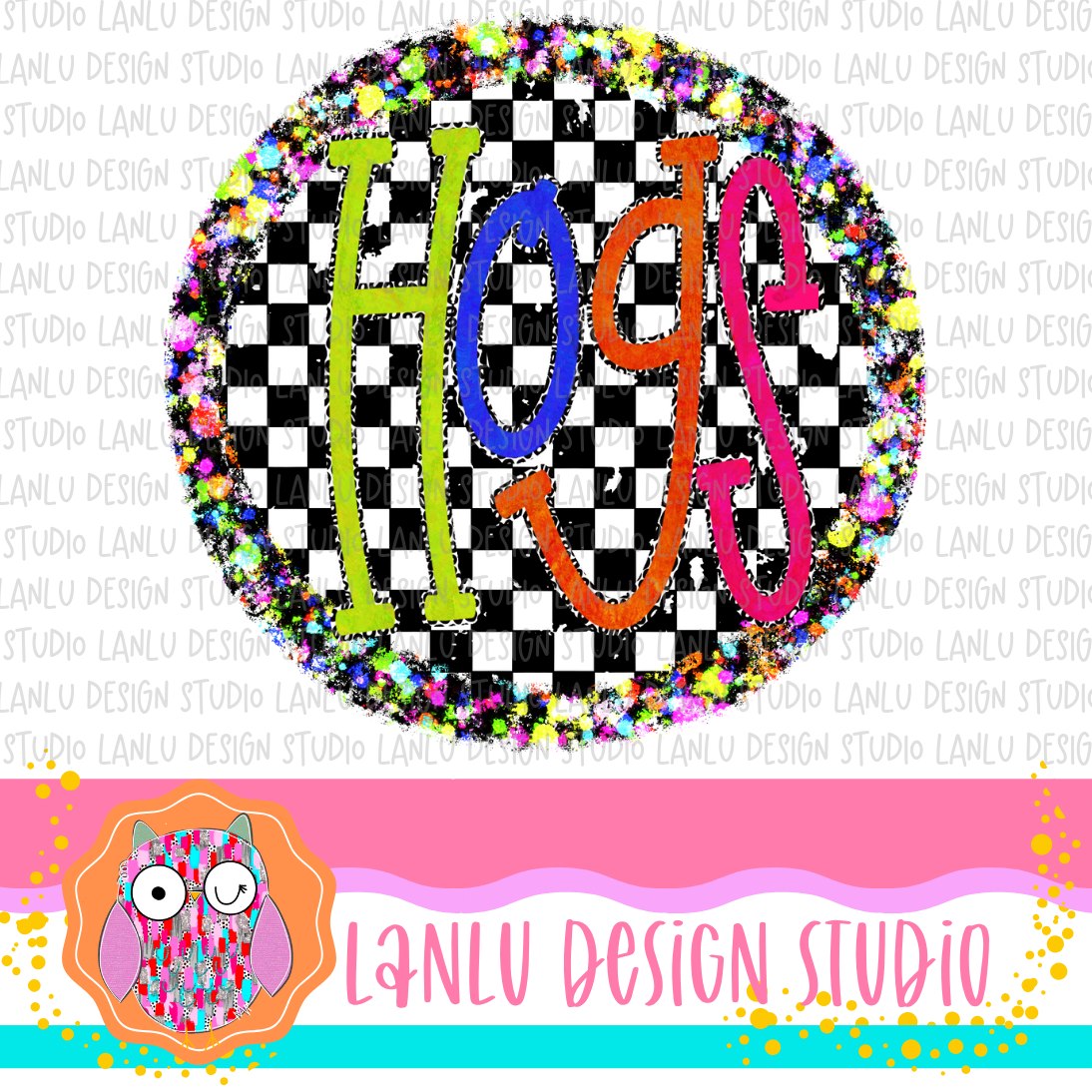 Preppy Brights Checkered Mascot PNG | Hogs I