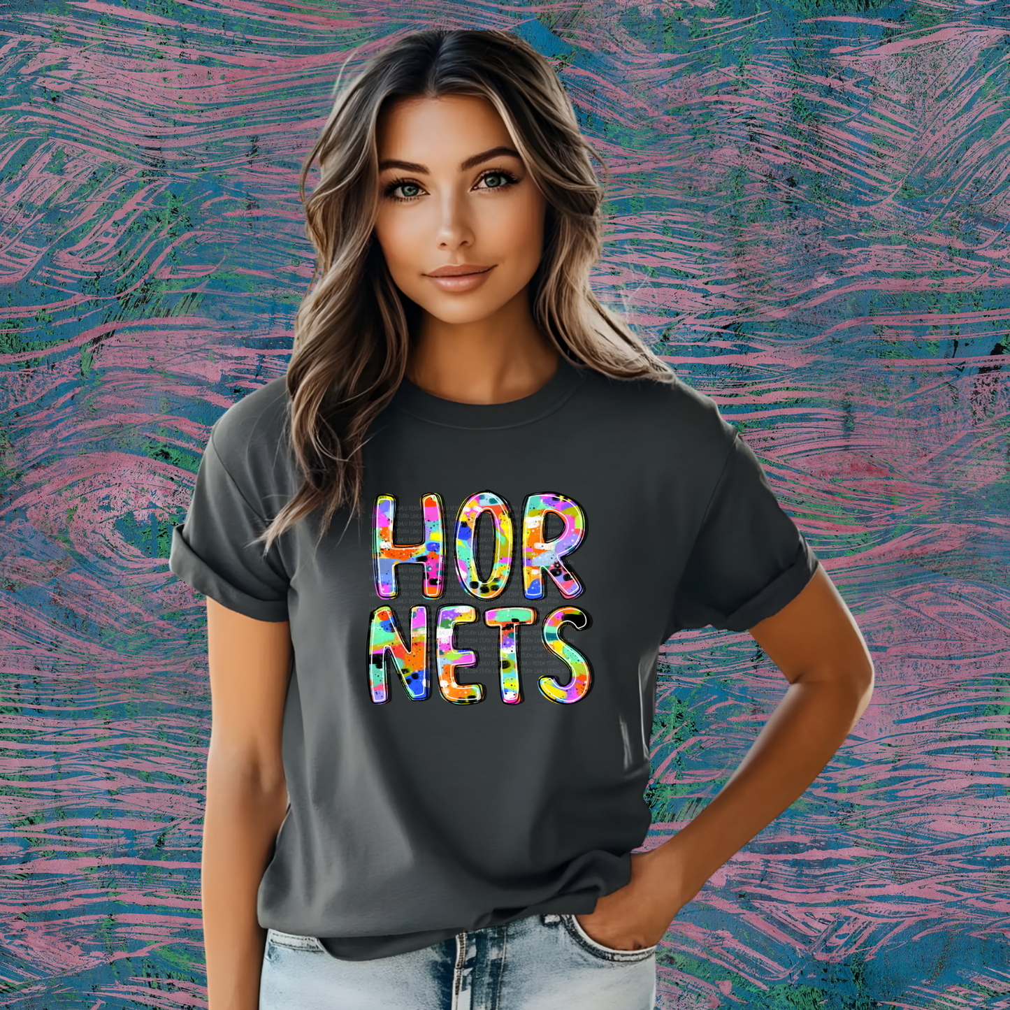 ABSTRACT PAINT MASCOT TEE | HORNETS