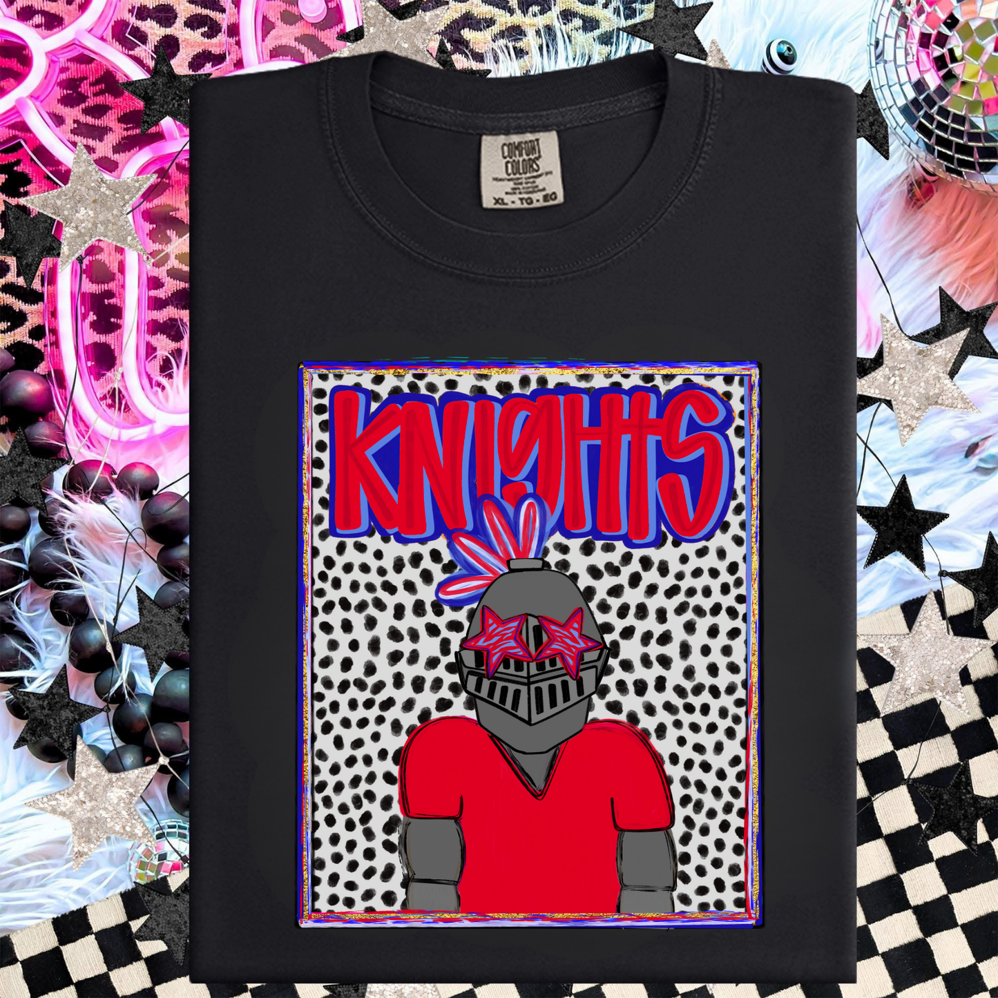 KNIGHTS RED & BLUE PREPPY MASCOT PORTRAIT TEE | TEAM SPIRIT| GAME DAY