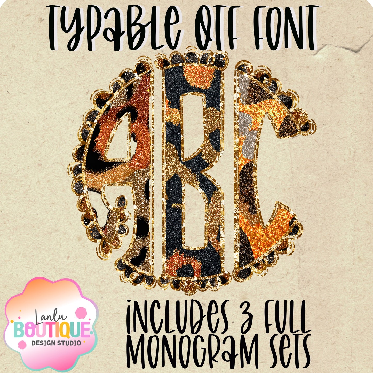 Leopard Drag & Drop Monogram Set of 3