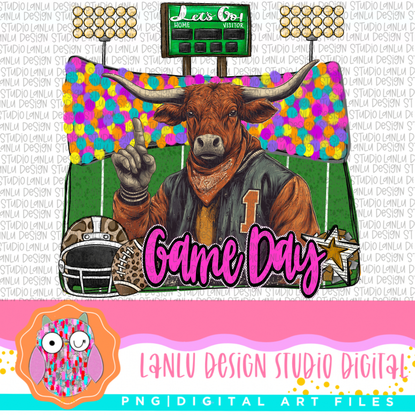 Game Day Preppy Touchdowns Stadium Mascot PNG