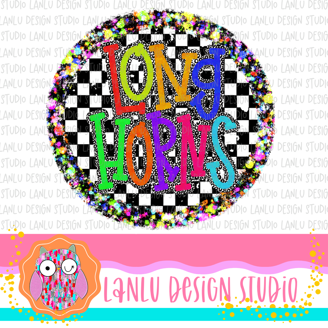Preppy Brights Checkered Mascot PNG |Longhorns I
