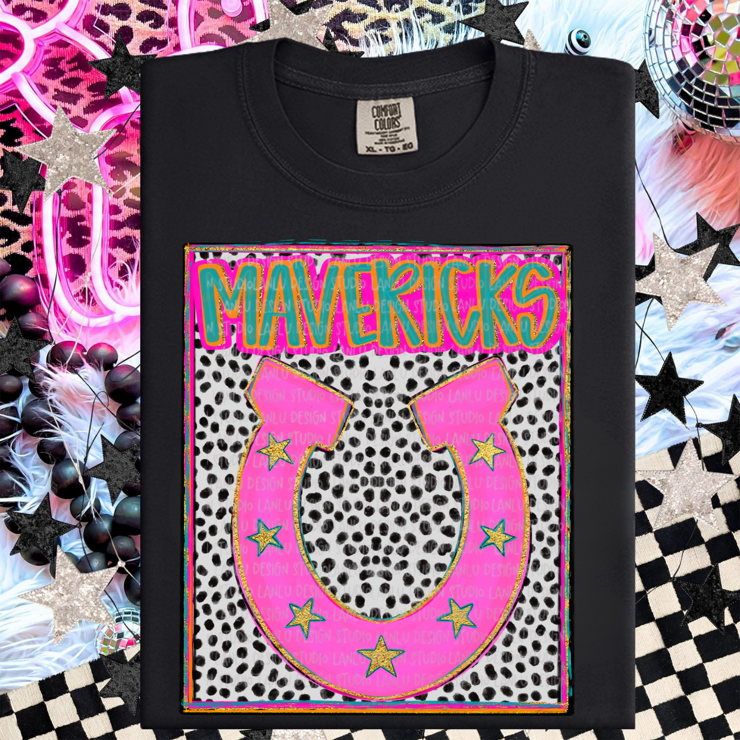 MAVERICKS TURQOOSE PREPPY MASCOT PORTRAIT TEE | TEAM SPIRIT| GAME DAY