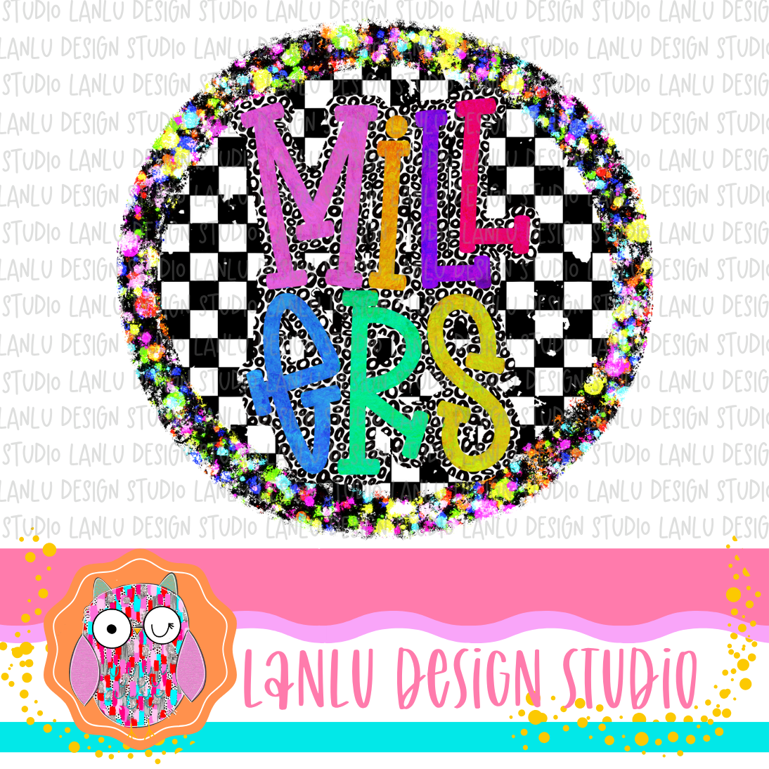 Preppy Brights Checkered Mascot PNG | Millers