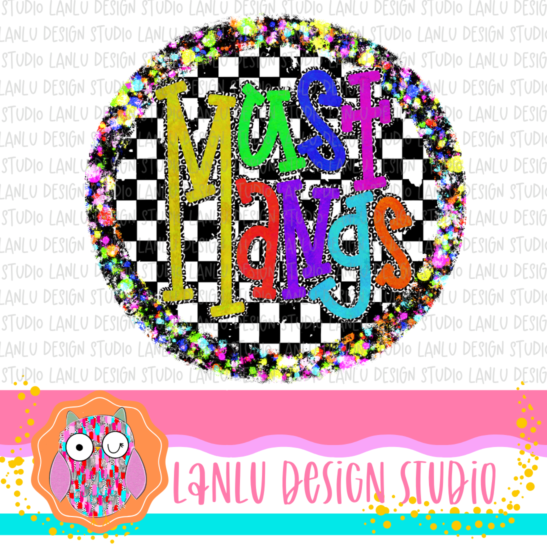 Preppy Brights Checkered Mascot PNG |Mustangs I