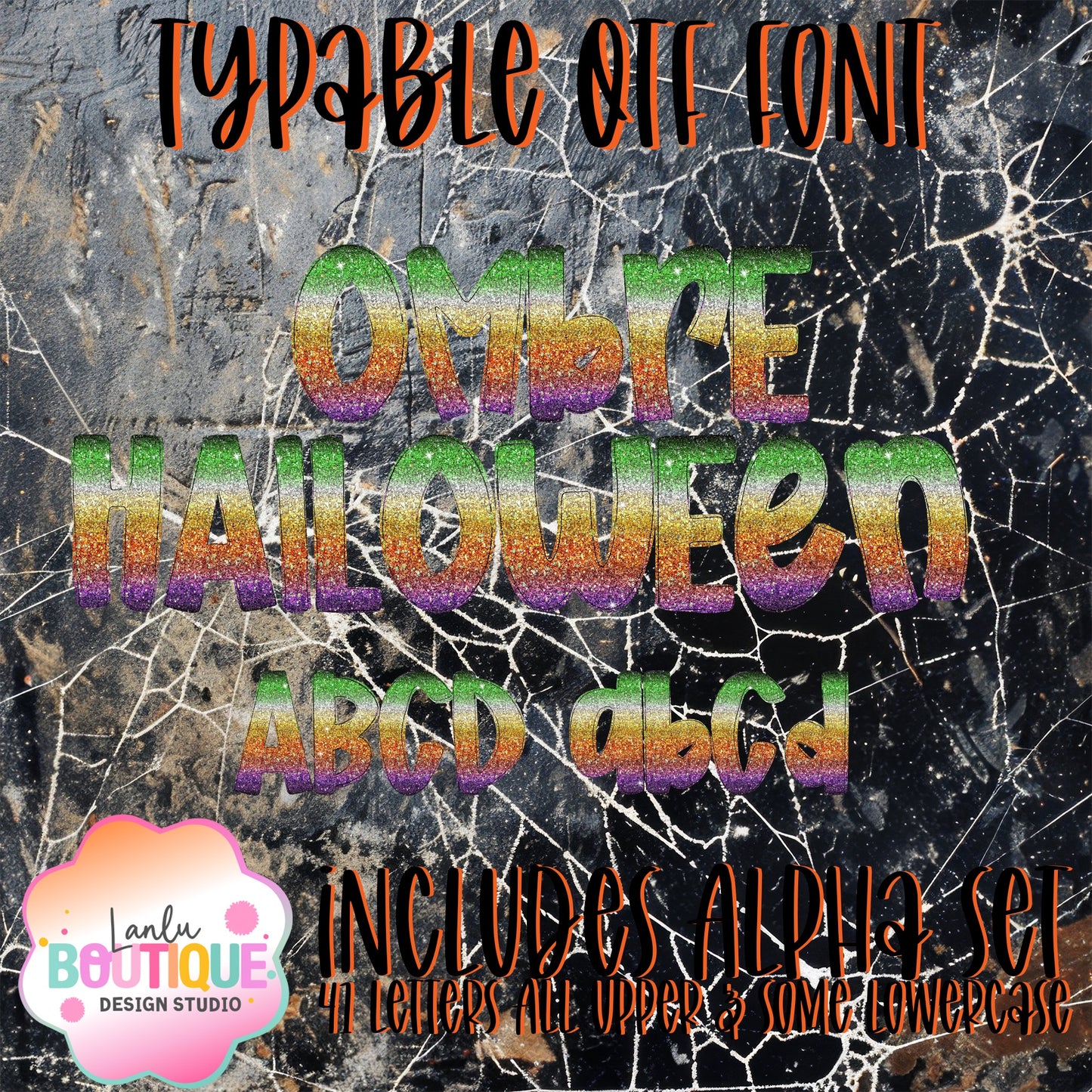 Ombre Halloween Glitter OTF Typable Hand drawn Font