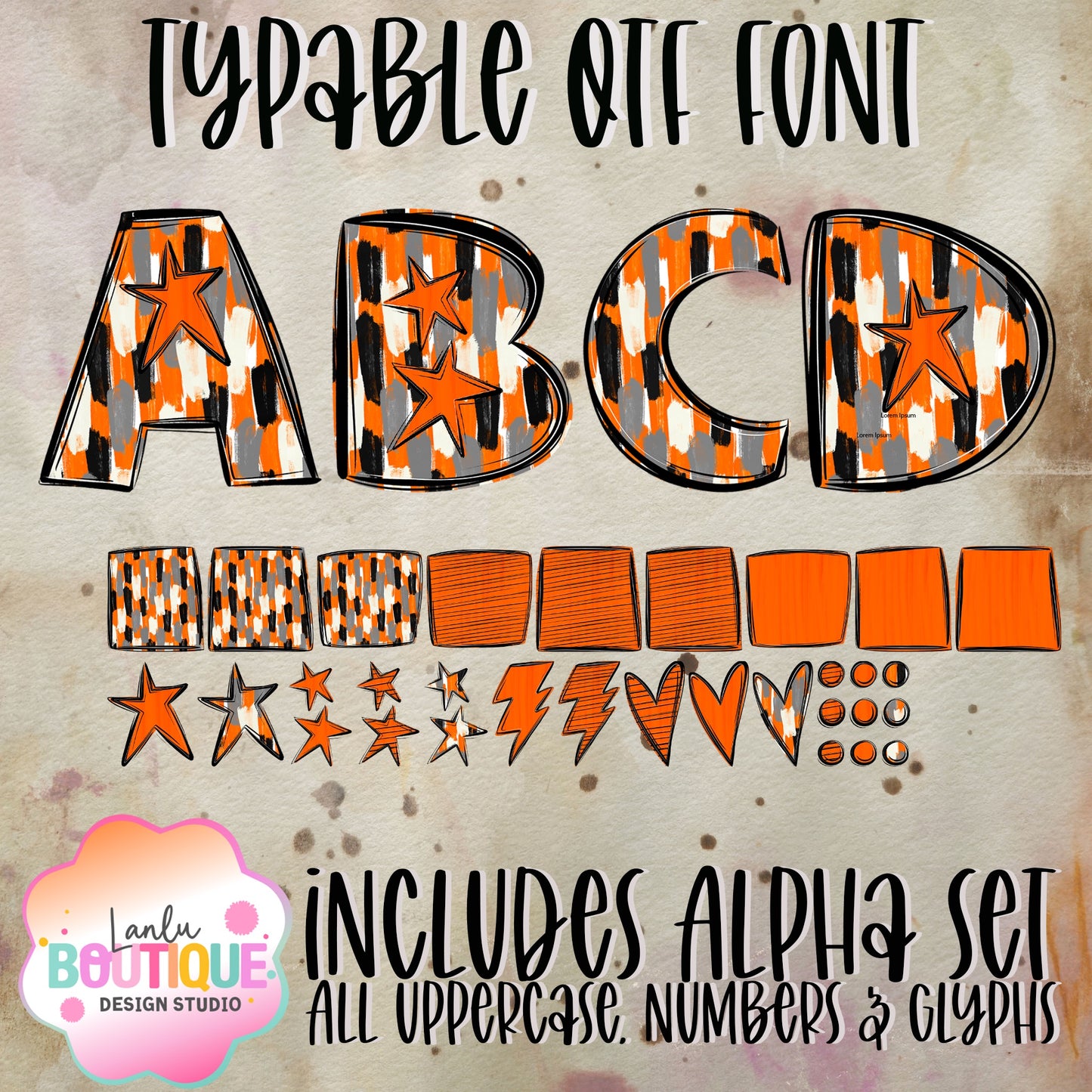 Orange Paintbrush Spirit OTF Typable Alpha