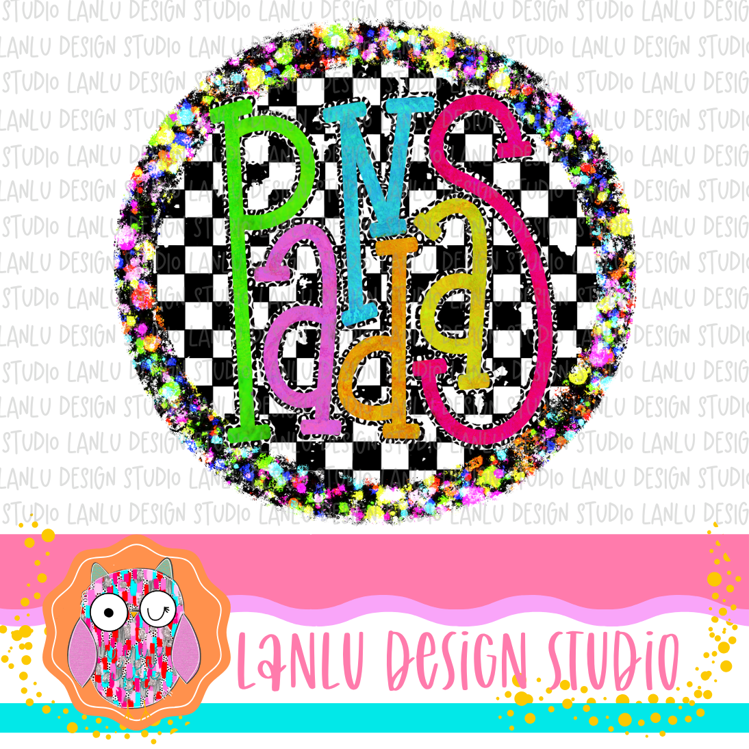 Preppy Brights Checkered Mascot PNG | Pandas