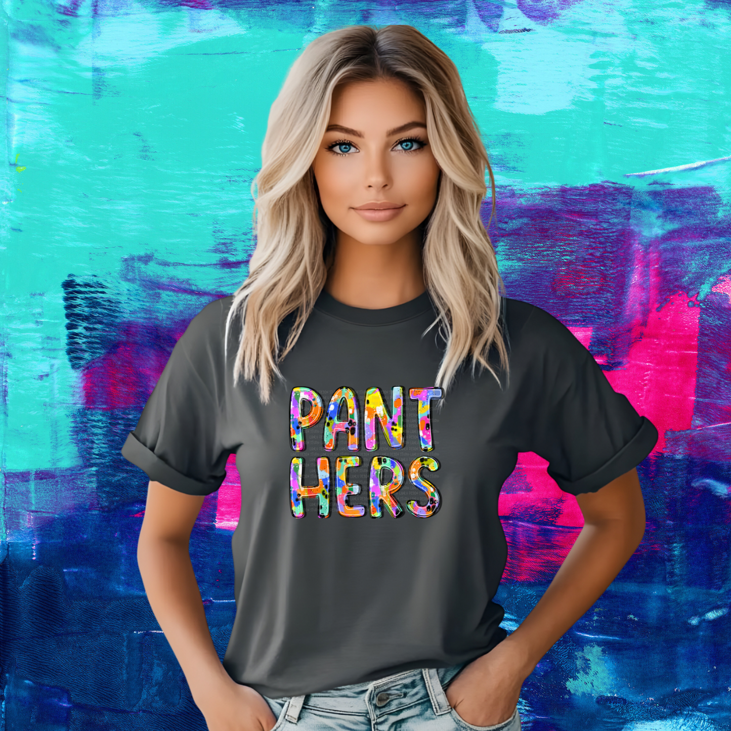 ABSTRACT PAINT MASCOT TEE |PANTHERS