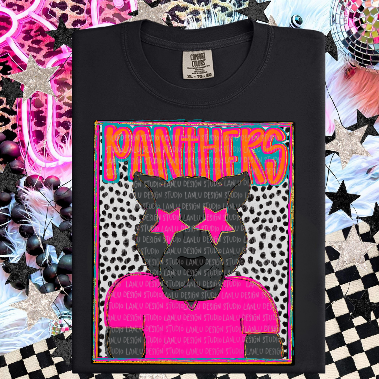 PANTHERS ORANGE PREPPY MASCOT PORTRAIT TEE | TEAM SPIRIT| GAME DAY