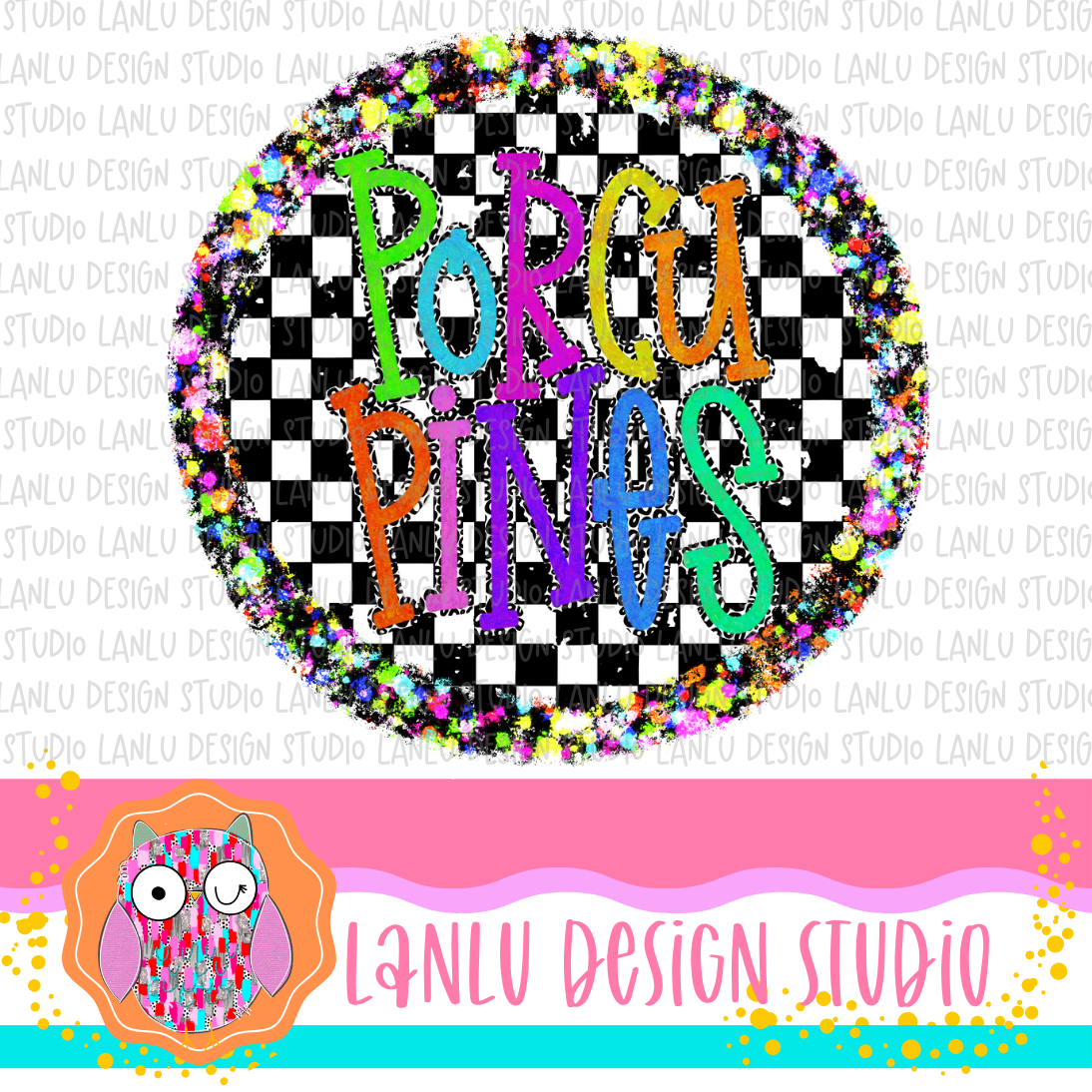 Preppy Brights Checkered Mascot PNG | Porcupines